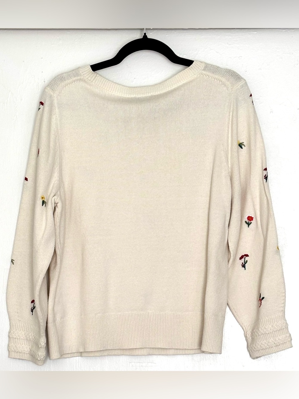 Talbots Embroidered Crewneck Sweater Tossed Flowers Size 2XP - Picture 3 of 5